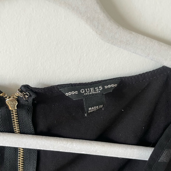 SOLD Guess Black Corset Crop Top Long Sheer Sleeves Size S - Picture 2 of 6